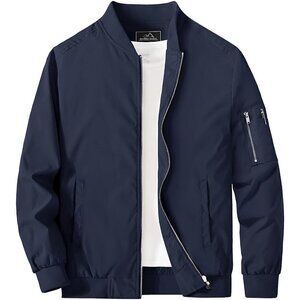 Men's Bomber Jacket with Pockets Lightweight  Softshell Casual Outwear Windbreak